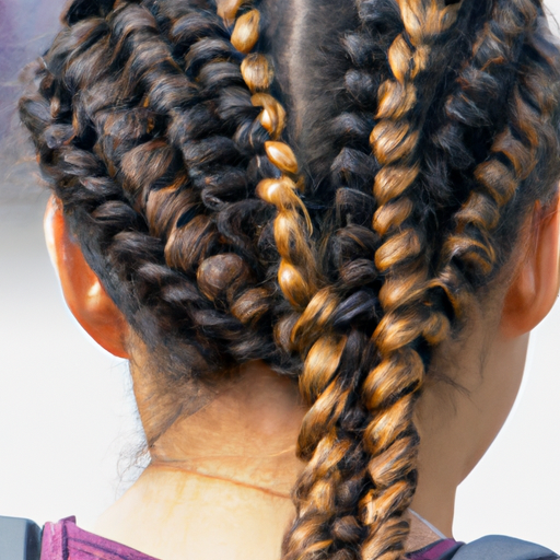 A close-up of a beautifully braided hairstyle, demonstrating the detailed craftsmanship